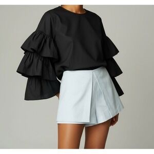 BCBGMAXAZRIA Womens Medium White Pleated Skort Elastic Waist‎